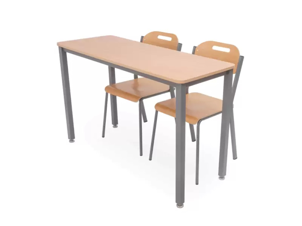 ASO desk for two people, size 4 with with an beech-coloured HPL laminate top