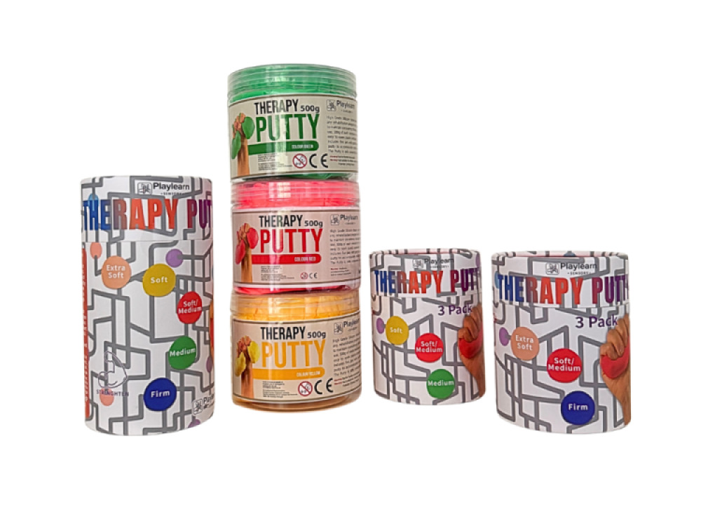 Therapy Putty (Set of 3) Extra Soft (Tan), Soft/Medium (Red) and Firm (Blue)