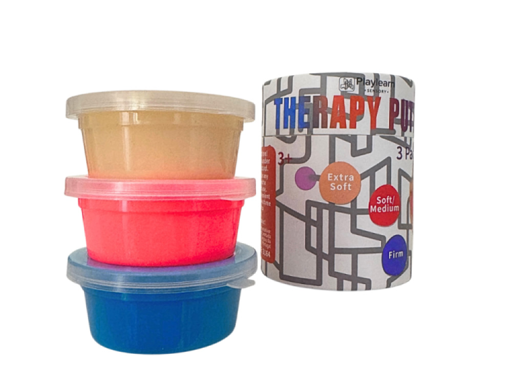 Therapy Putty (Set of 3) Extra Soft (Tan), Soft/Medium (Red) and Firm (Blue)