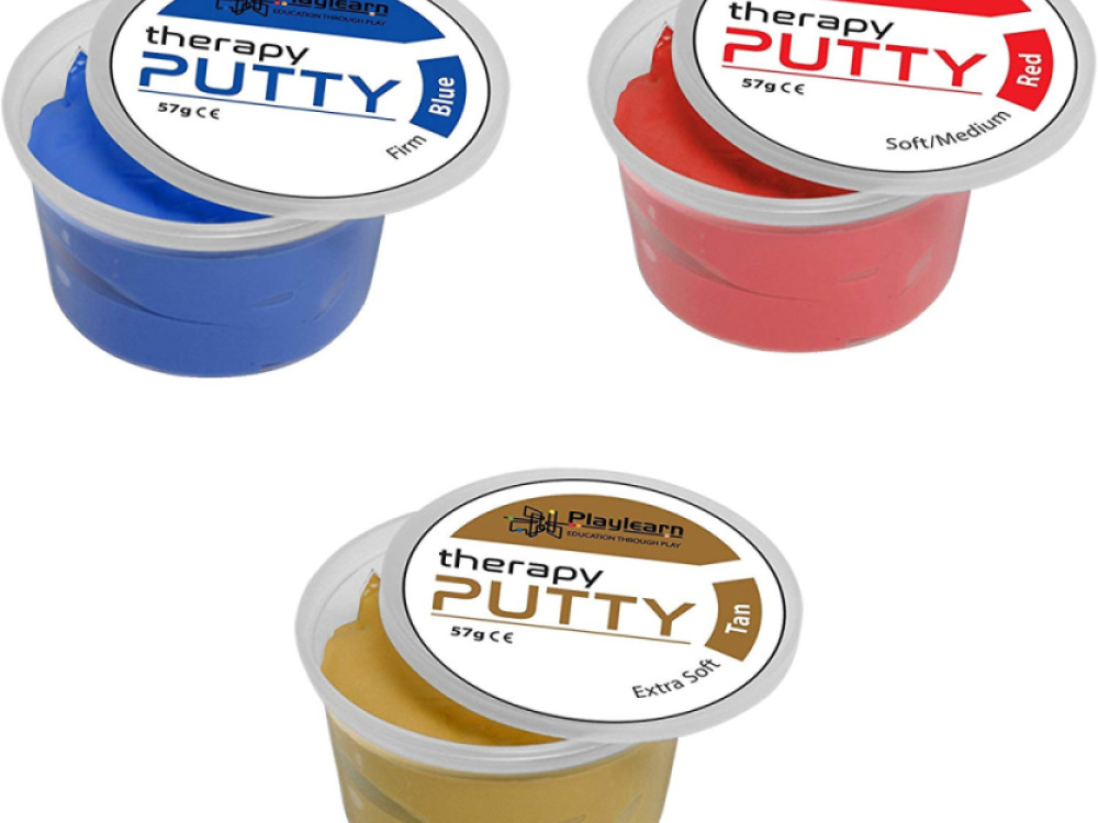 Therapy Putty (Set of 3) Extra Soft (Tan), Soft/Medium (Red) and Firm (Blue)