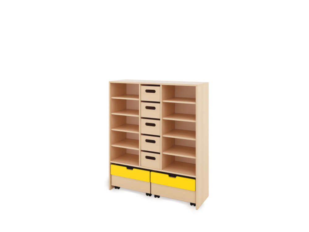 Storage Unit XL with shelves + deep cardboard trays & container - Eko