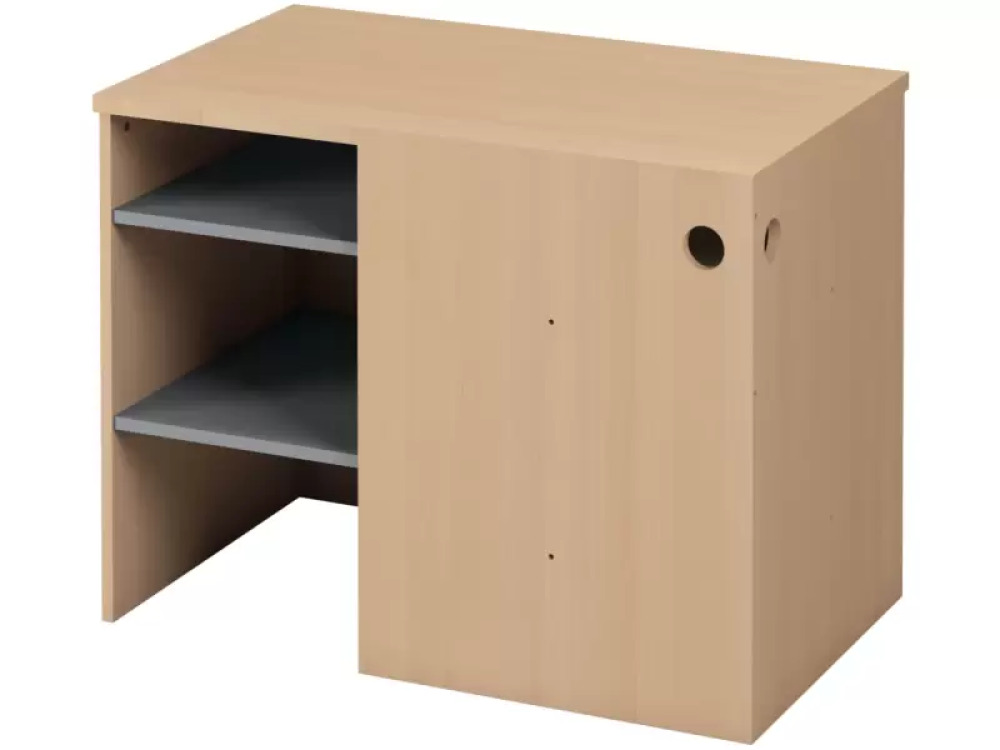 Inside corner cabinet. Mila computer & language Lab