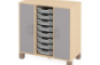 Cabinet with shelves, doors and 8 containers. Grey. Fresh Collection