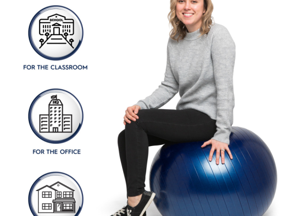 65cm Balance Ball No-Roll Weighted Seat-Blue
