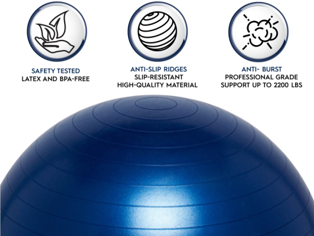 65cm Balance Ball No-Roll Weighted Seat-Blue