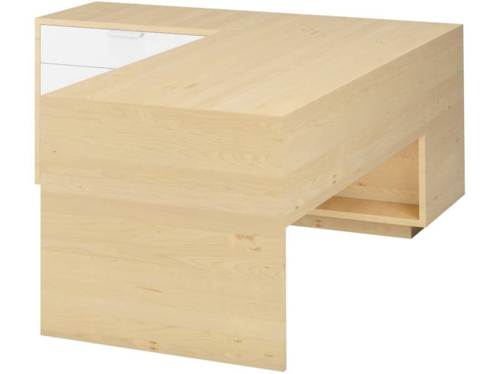 Headmaster s desk with drawers - birch and white. Exclusive