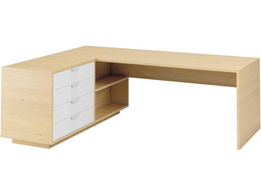 Headmaster s desk with drawers - birch and white. Exclusive