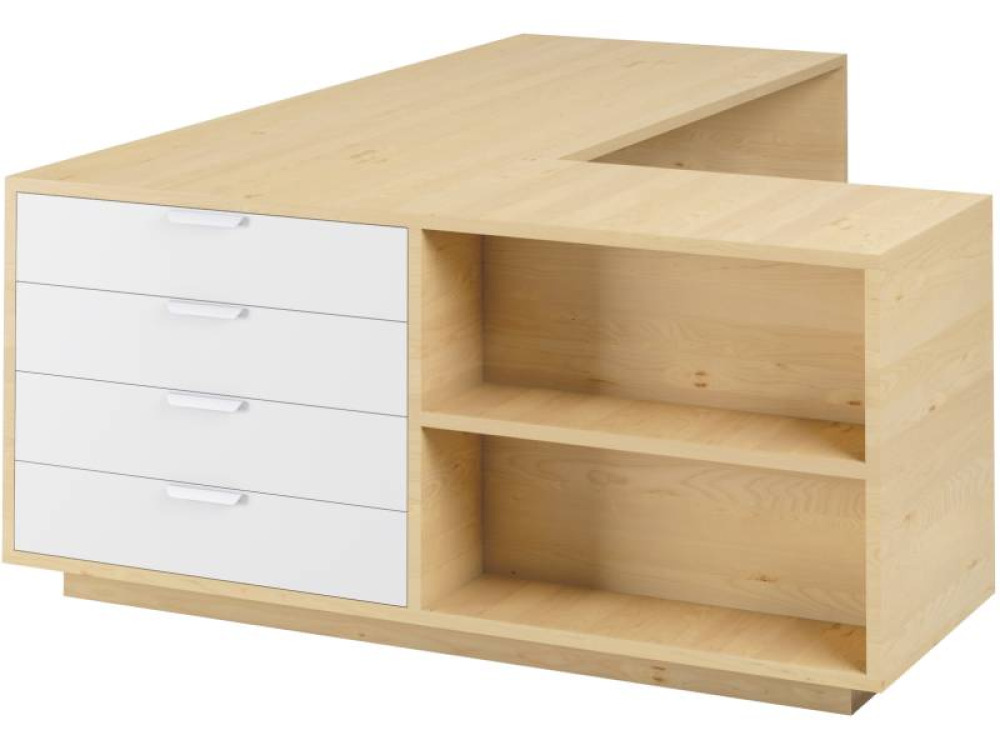 Headmaster s desk with drawers - birch and white. Exclusive