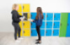 Tall 8-person metal cloakroom - blue