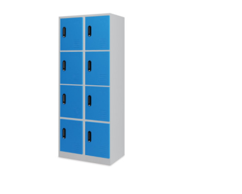 Tall 8-person metal cloakroom - blue