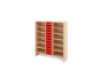 Storage Unit XL with shelves + shallow wooden trays - Red