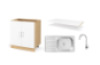 UNO set. Kitchen cabinet 80 cm with sink, faucet and countertop in crystal white colour. Master Kitchen Collection