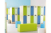 The door to the cloakroom. Blue. Rainbow Collection