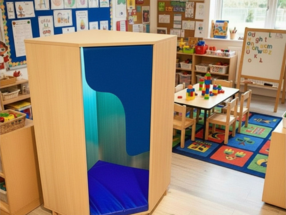 Wooden Padded Den with Mood lighting