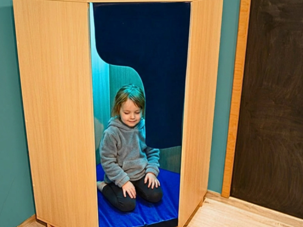 Wooden Padded Den with Mood lighting
