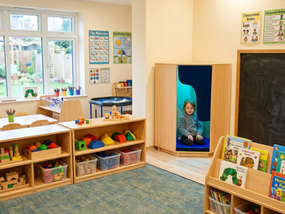 Wooden Padded Den with Mood lighting