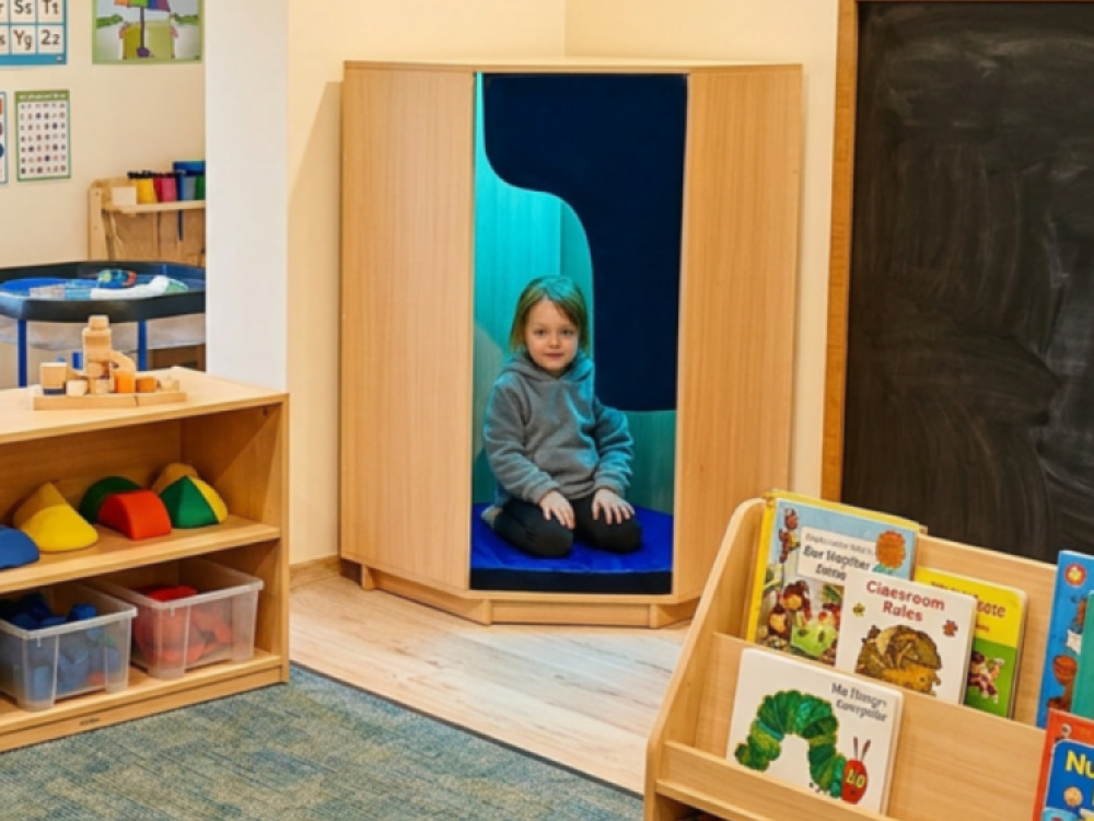 Wooden Padded Den with Mood lighting