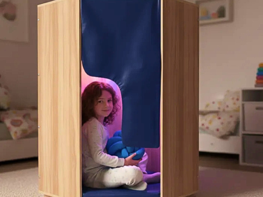 Wooden Padded Den with Mood lighting