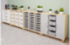Cabinet with shelves and 4 containers. Grey. Fresh Collection