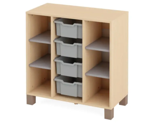 Cabinet with shelves and 4 containers. Grey. Fresh Collection