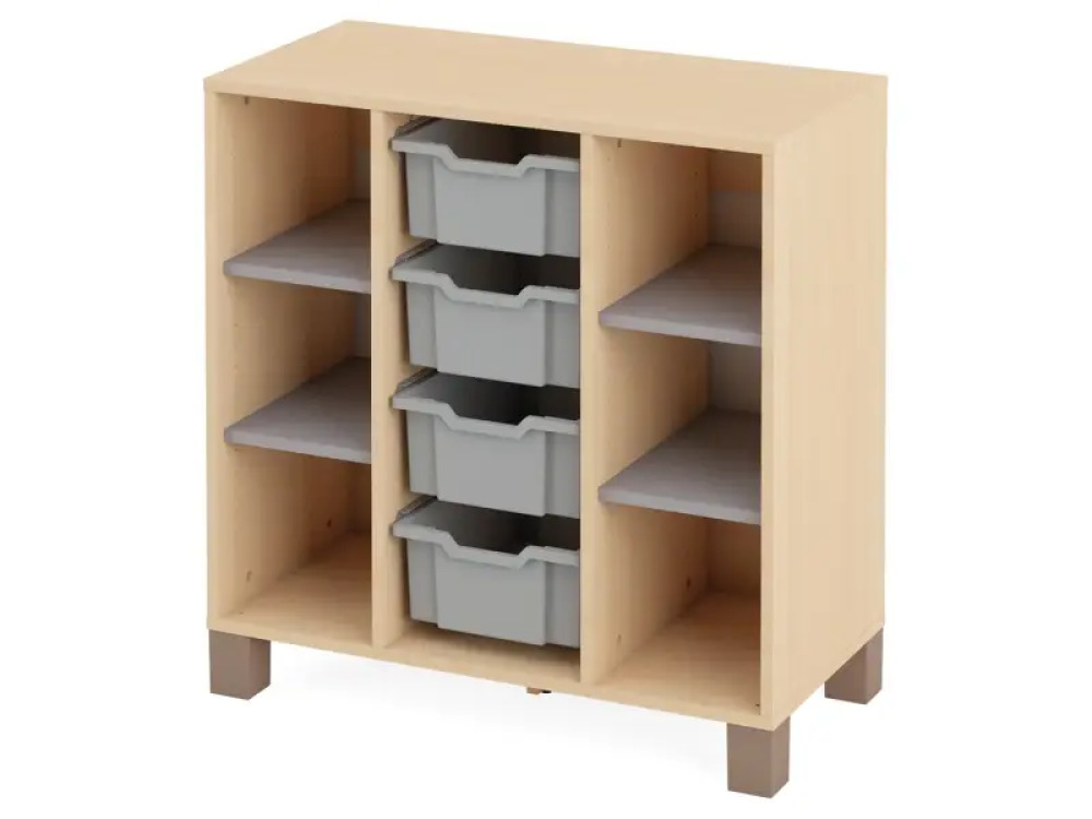 Cabinet with shelves and 4 containers. Grey. Fresh Collection