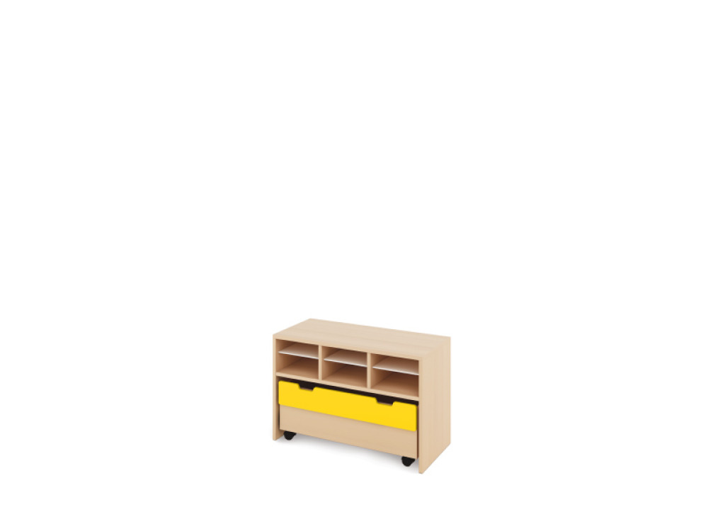 Storage Unit S with compartments + container - Yellow