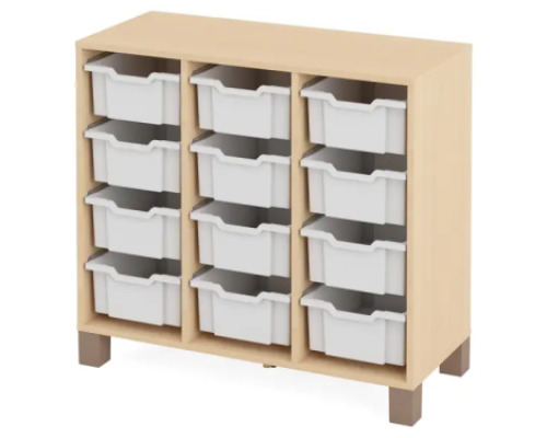 Cabinet with 12 deep containers. White. Fresh Collection