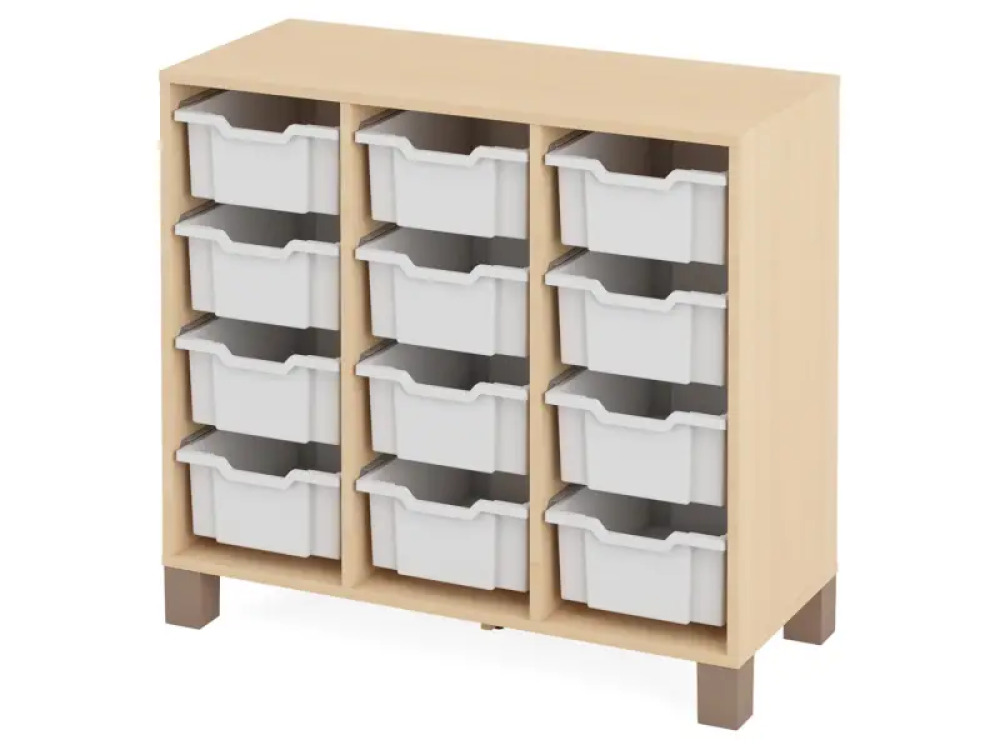 Cabinet with 12 deep containers. White. Fresh Collection