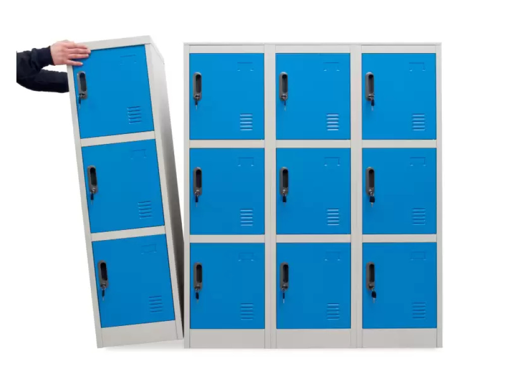 9-person metal cloakroom - grey