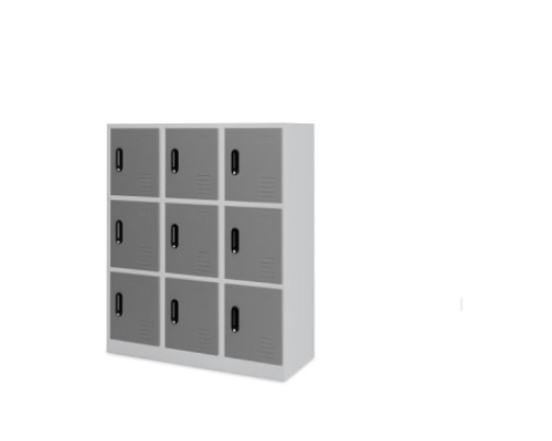 9-person metal cloakroom - grey
