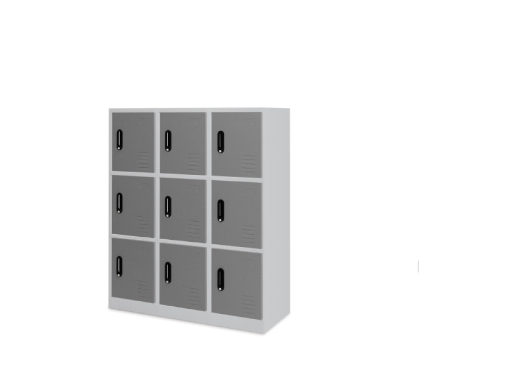 9-person metal cloakroom - grey