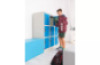 9-person metal cloakroom - grey