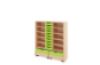 Storage Unit XL with shelves + shallow cardboard trays & container - Green