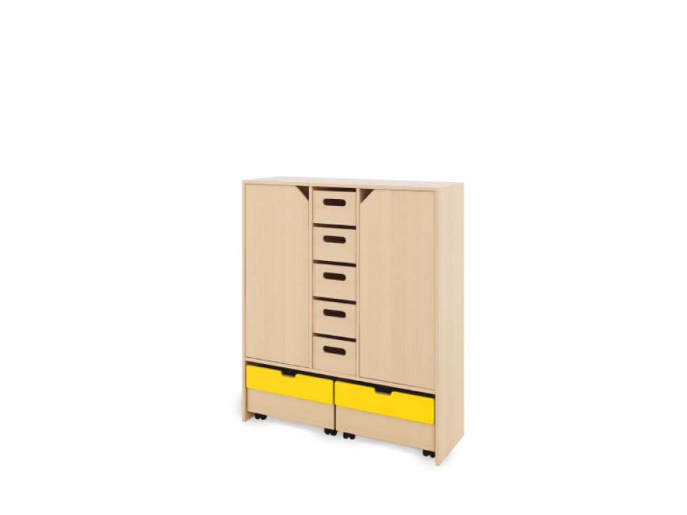 Storage Unit XL with shelves and doors + deep cardboard trays & container - Eko