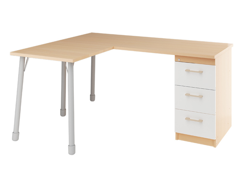 Prima. Desk with shelves, beech, white