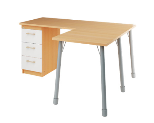 Prima. Desk with shelves, beech, white