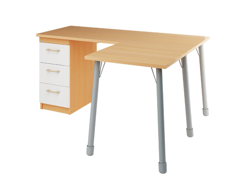 Prima. Desk with shelves, beech, white