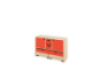 Storage Unit M with shelves and doors + with deep wooden trays & container - Red