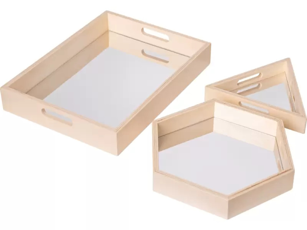 Wooden mirrored trays