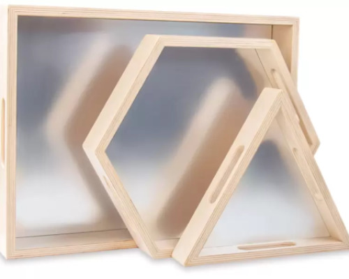 Wooden mirrored trays