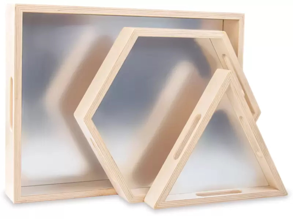 Wooden mirrored trays