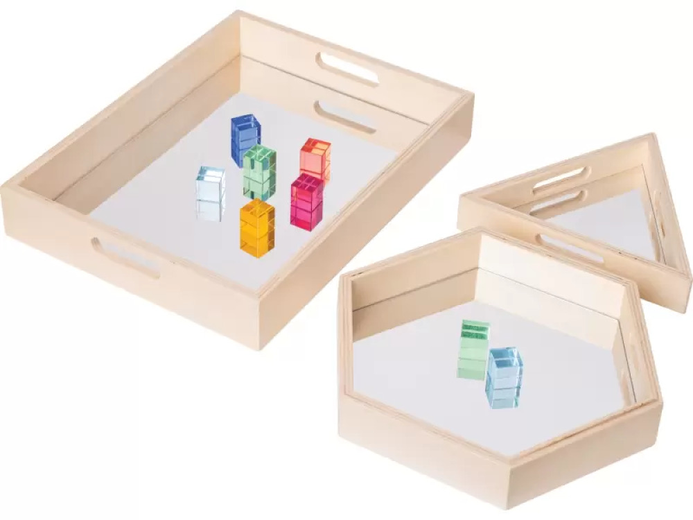 Wooden mirrored trays