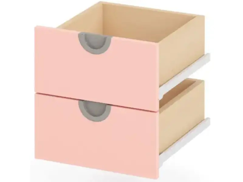 Cubo drawer set. Narrow low. Pale pink