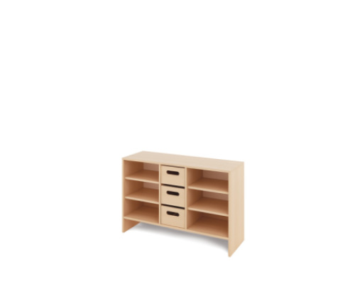 Storage Unit M with shelves + deep wooden trays - Eko