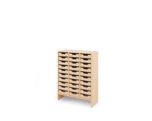 Storage Unit X with shallow cardboard trays - Eko