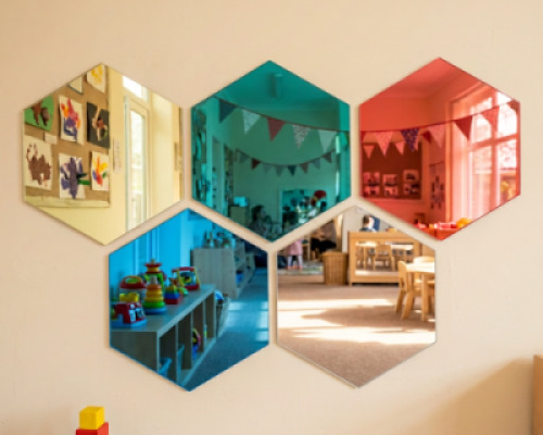 Coloured Hexagon Mirrors – 5 pcs