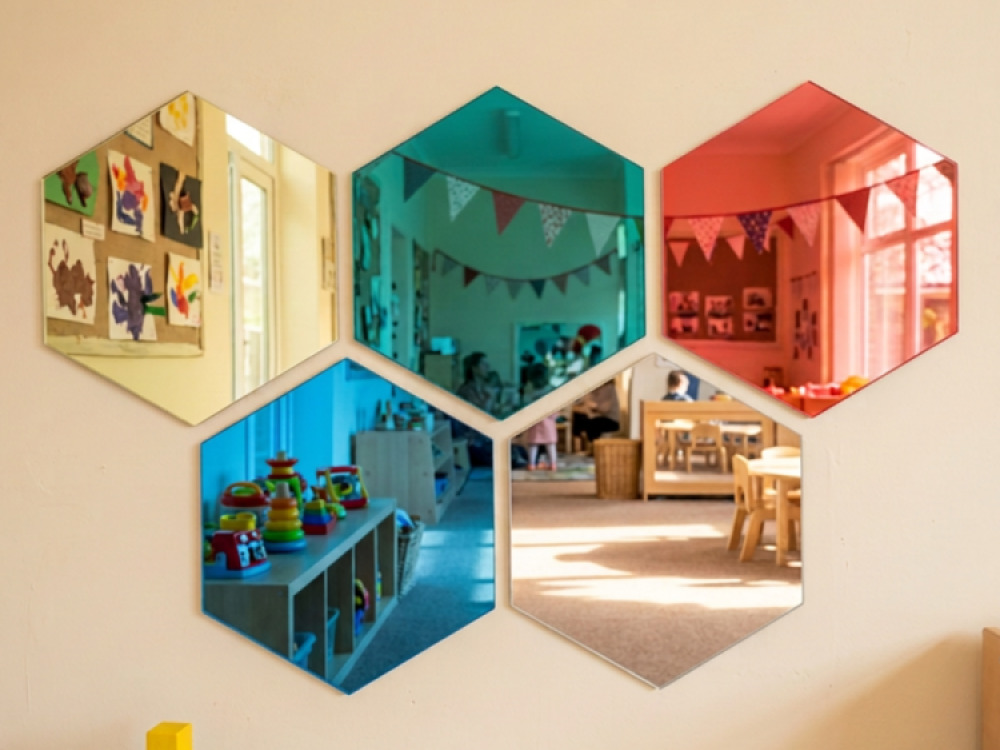 Coloured Hexagon Mirrors – 5 pcs
