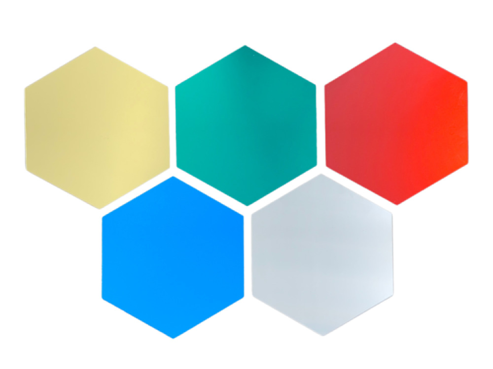 Coloured Hexagon Mirrors – 5 pcs