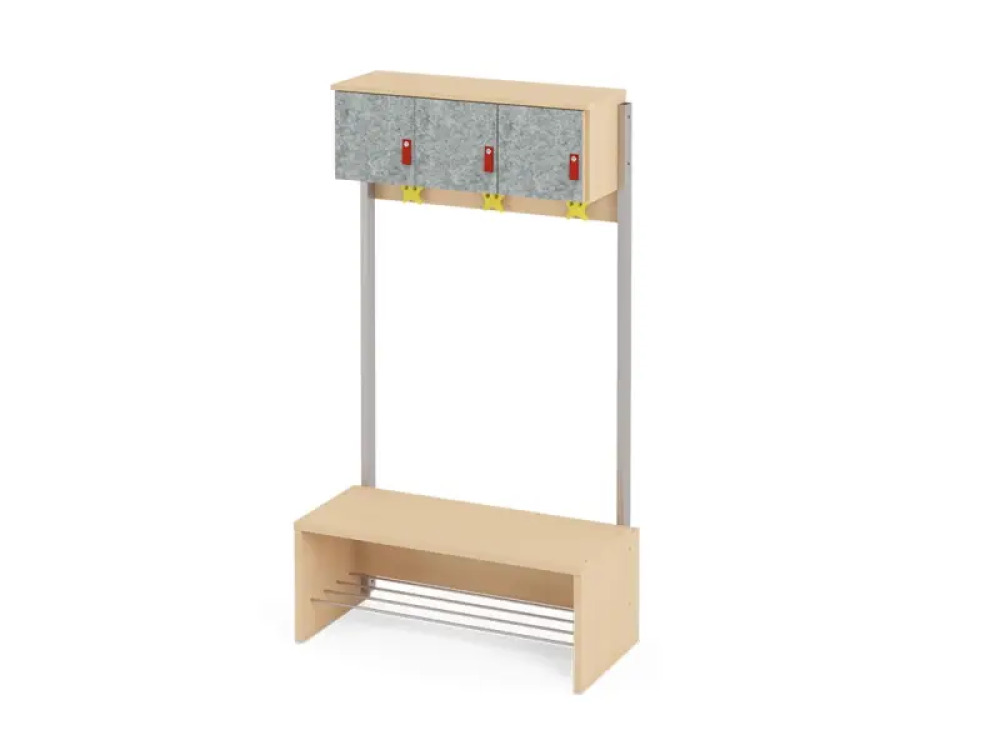Cloakroom doors, set of 3, grey with felt front. Cubo Acoustic Collection