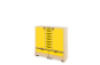 Storage Unit X with shelves and doors + shallow cardboard trays & container - Yellow